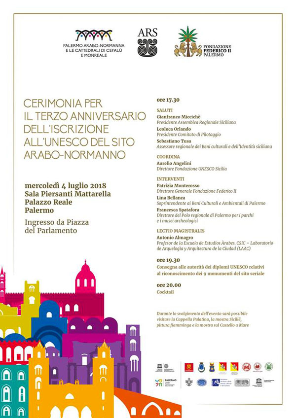Cerimonia III anniversario iscrizione Unesco sito Arabo-Normanno