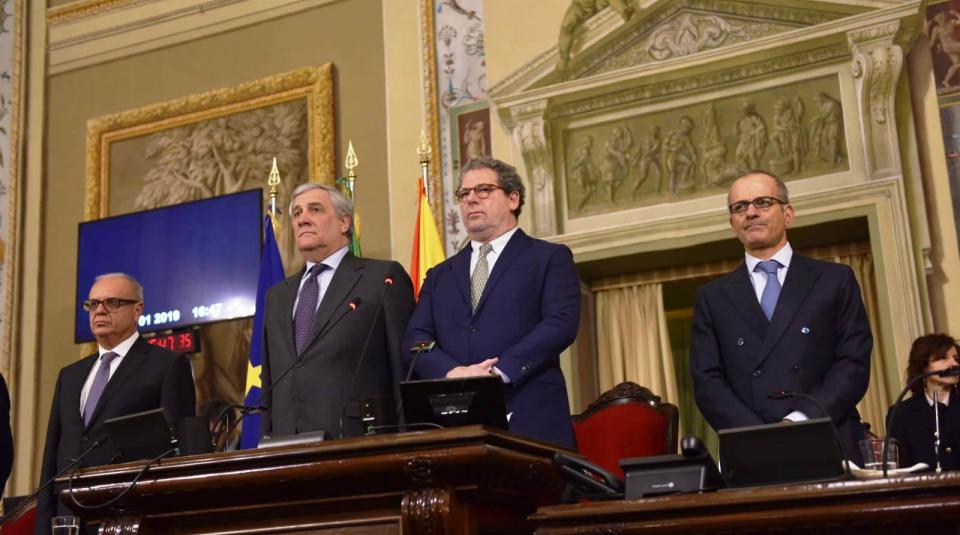 Il presidente del Parlamento Europeo Antonio Tajani a Palazzo Reale per la seduta solenne dell’ARS.